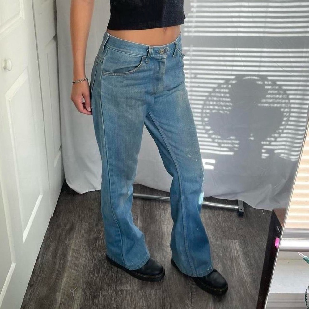 80s vintage denim straight wide leg jeans